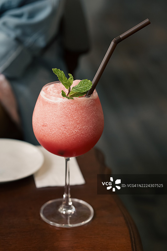 A chilled watermelon smoothie offers a refreshing escape from the heat,Phetchaburi,Thailand图片素材