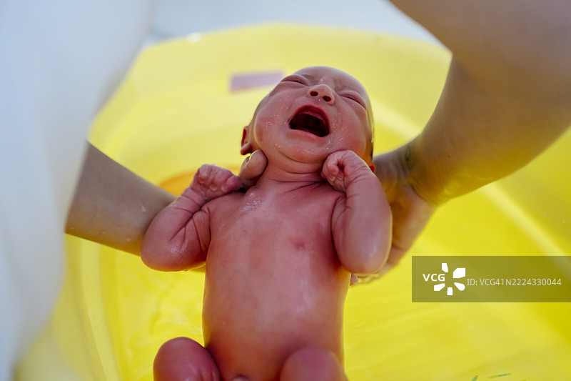 新生儿洗澡图片素材