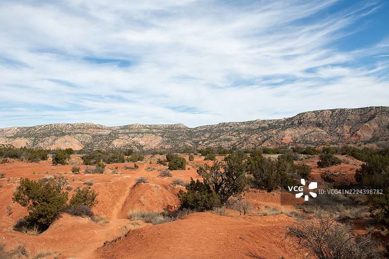 全彩宽幅风景图，展示了在西部旅行时探索帕洛杜罗峡谷时的美丽峡谷和沙漠景色。图片素材