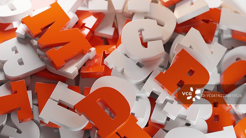 抽象构图中的红白色3D字母堆叠图片素材