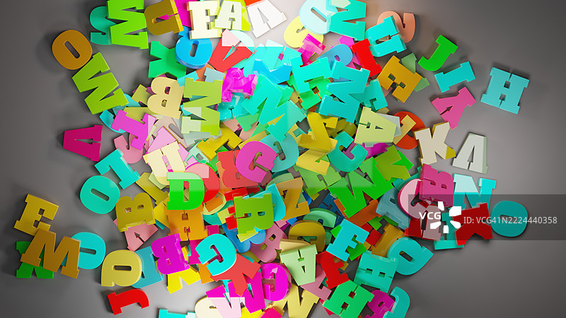 五彩缤纷的3D字母在混乱中坠落图片素材