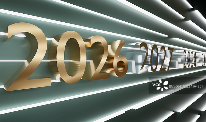 未来年份时间线概念 - 突出显示2026年图片素材