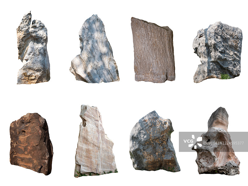 白色背景上的粗糙石头图片素材