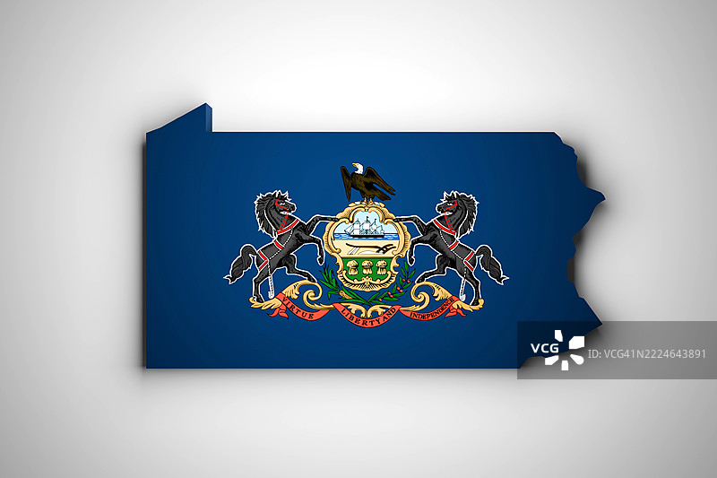 宾夕法尼亚州旗帜与地图图片素材