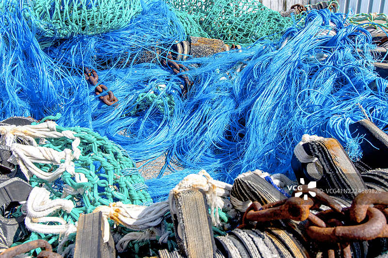 比利时弗拉芒地区奥斯坦德的渔网特写图片素材