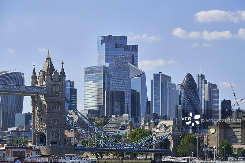 伦敦塔桥、瓦平和伦敦市全景。英格兰。英国。图片素材