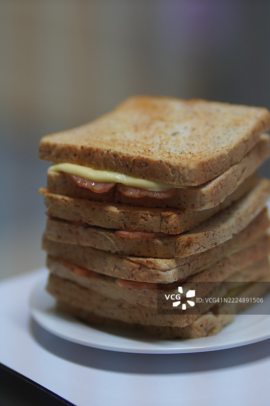 奶酪火腿黄油吐司图片素材