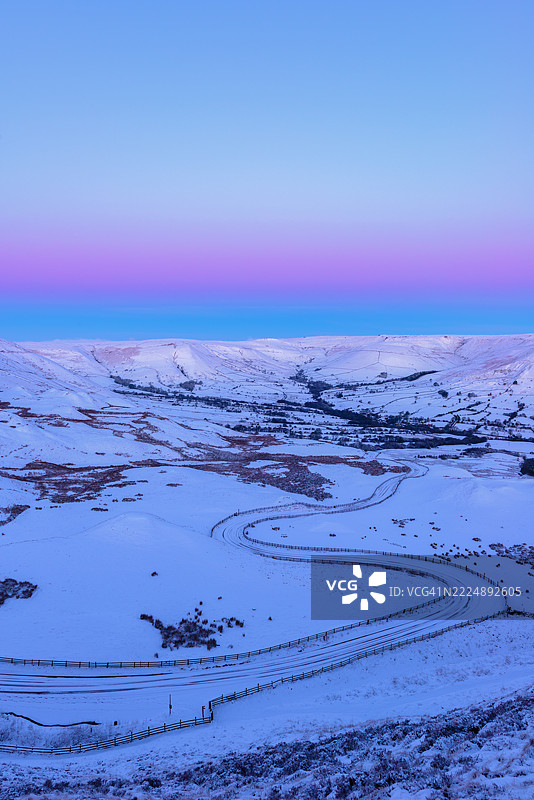 英国峰区的埃代尔谷蜿蜒道路。图片素材
