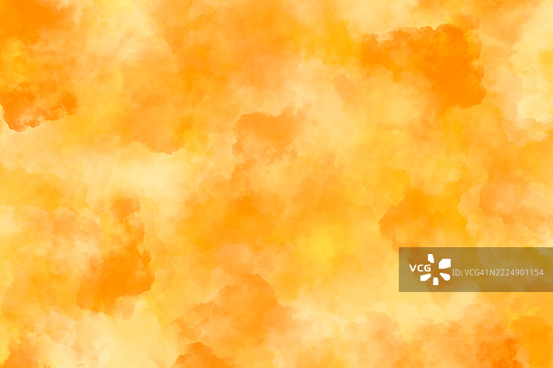 明亮的黄色和橙色抽象背景。稀疏、空旷的文本背景。留白空间。设计元素。云彩、烟雾、雾气插图。图片素材