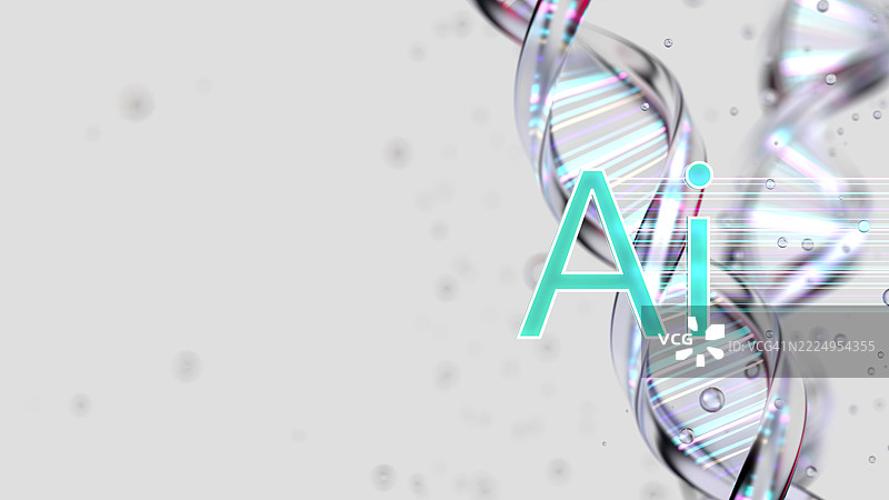 DNA研究。机器学习概念。数字人工智能 - 人工智能概念。留白空间图片素材
