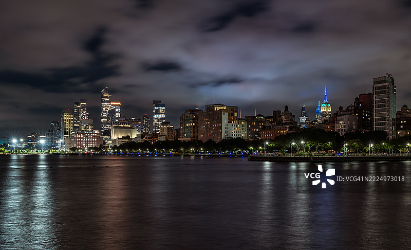 哈德逊河与中城夜景图片素材