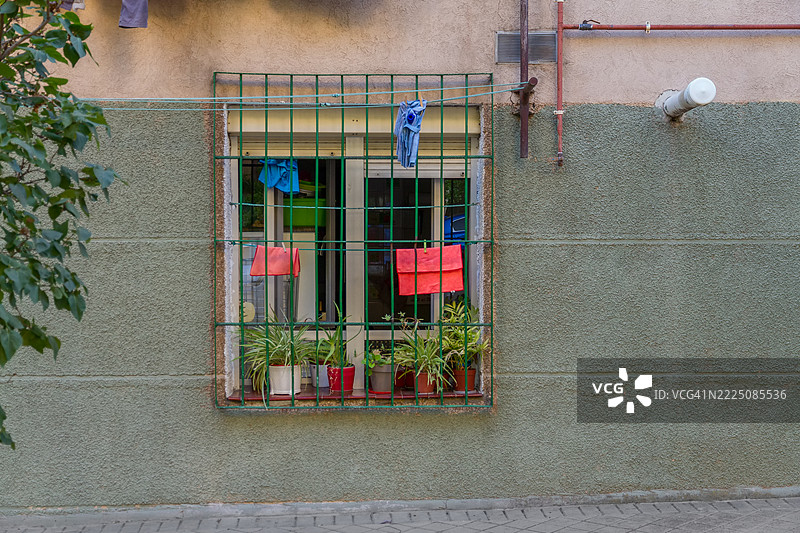 邻里窗户上的花盆图片素材