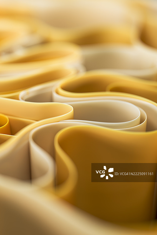 抽象的黄色波浪和曲线在三维设计中图片素材