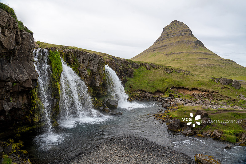 夏日的基尔基费尔瀑布景观图片素材