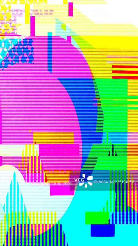 充满活力的霓虹粉色、黄色和绿色的故障艺术，适合80年代和Y2K美学图片素材