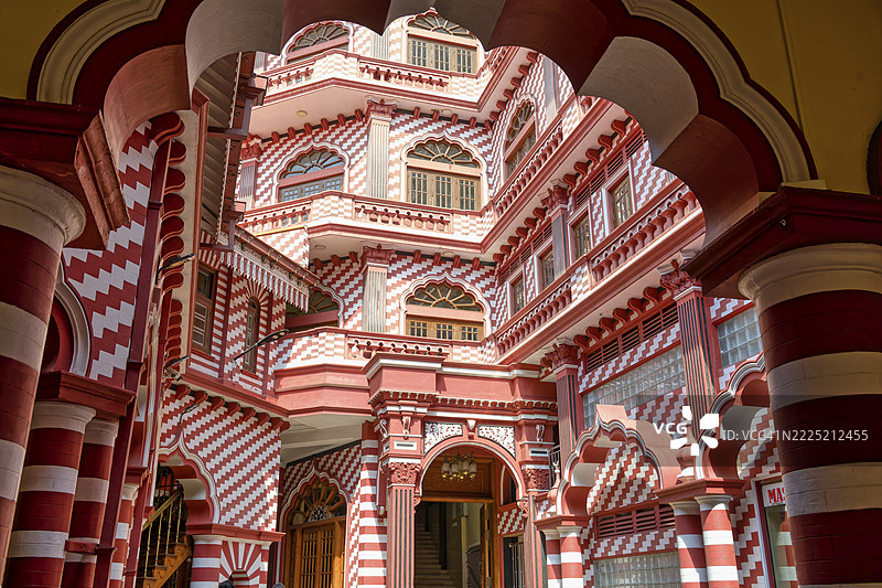 科伦坡的历史性红色清真寺（Jami-Ul-Alfar Mosque），斯里兰卡图片素材