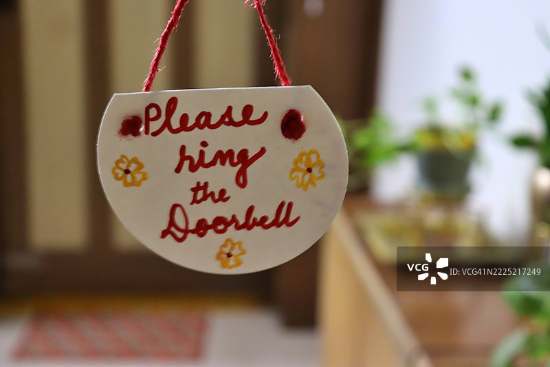 请按门铃/手写标签/标签/自制/家居装饰/家门口图片素材