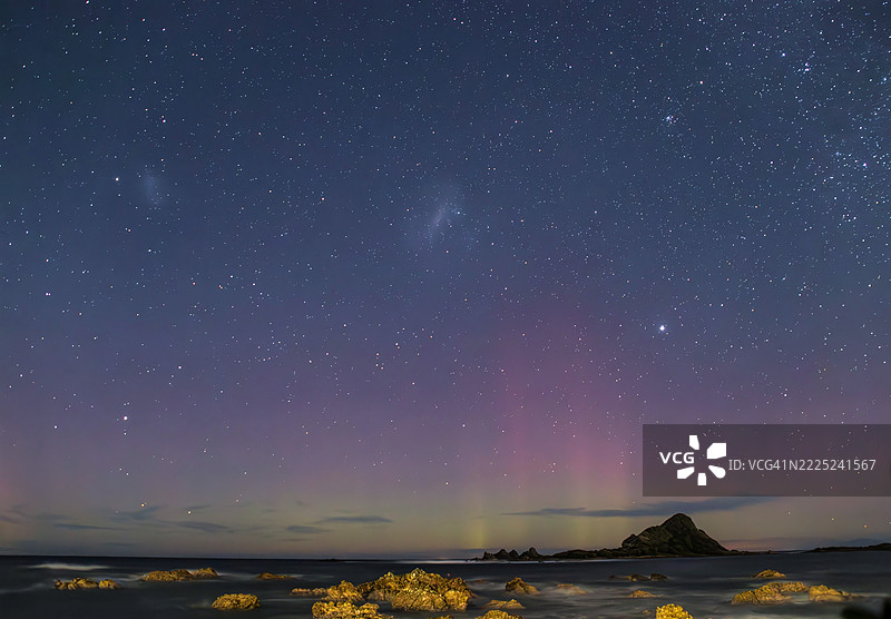 新西兰惠灵顿夜空下的海景图片素材