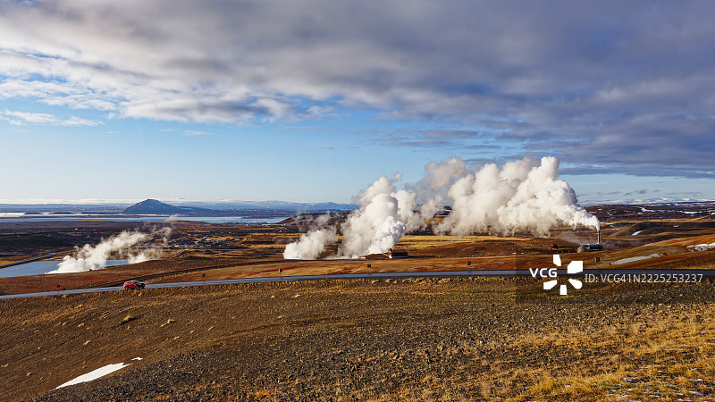 冰岛火山景观与天空的景色图片素材