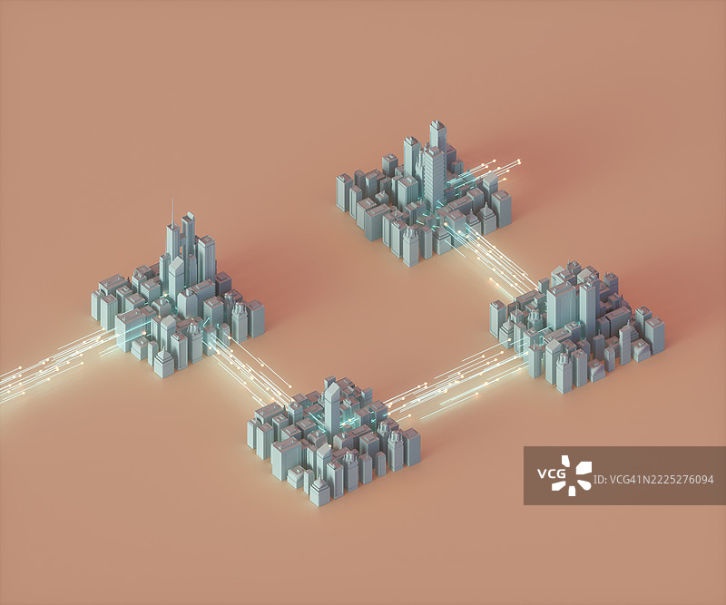 通过互联网线路连接的城市图片素材