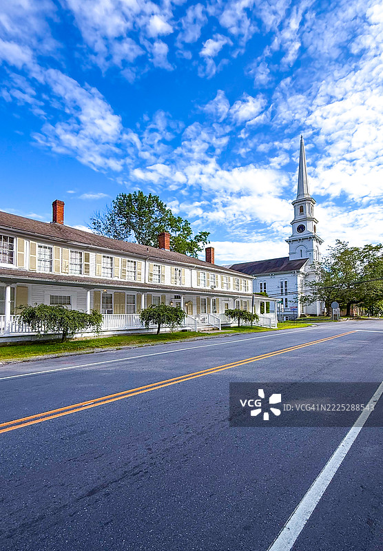汤普森的乡村小屋和汤普森公理教堂图片素材