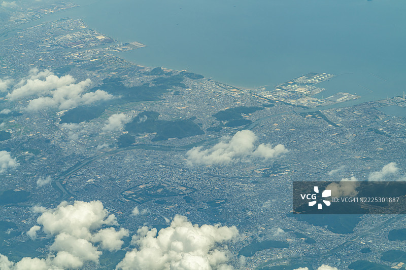 日本兵库县姬路市的飞机航拍视角图片素材