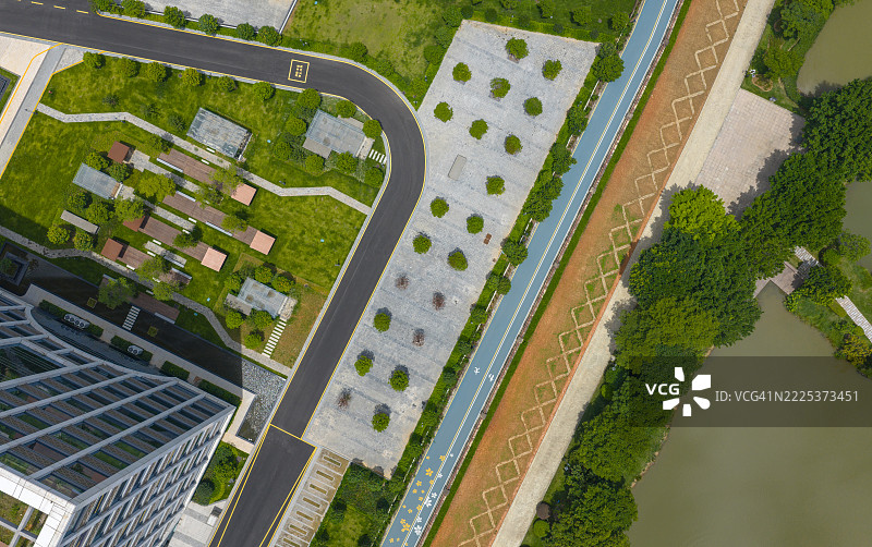 城市公园鸟瞰图 - 现代城市风貌图片素材