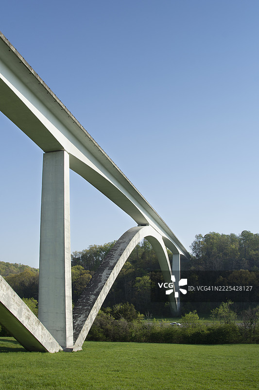 阳光明媚的纳奇兹小径公园大桥图片素材