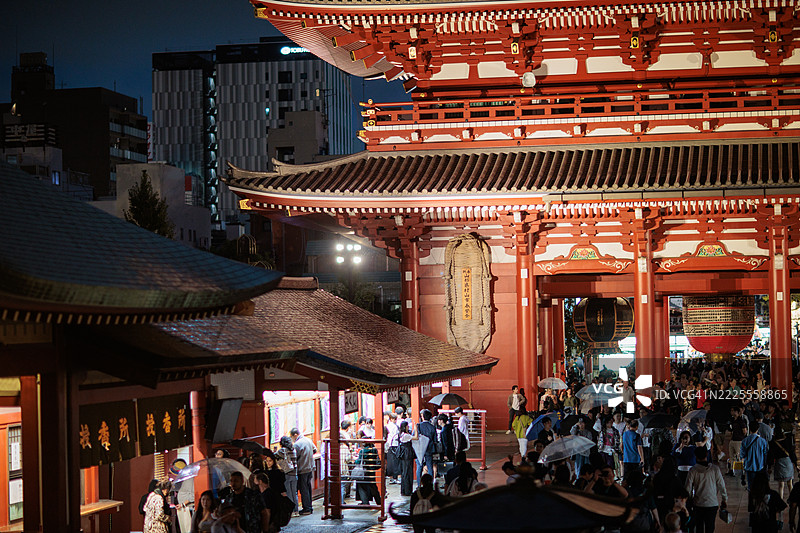 东京浅草的夜晚氛围图片素材