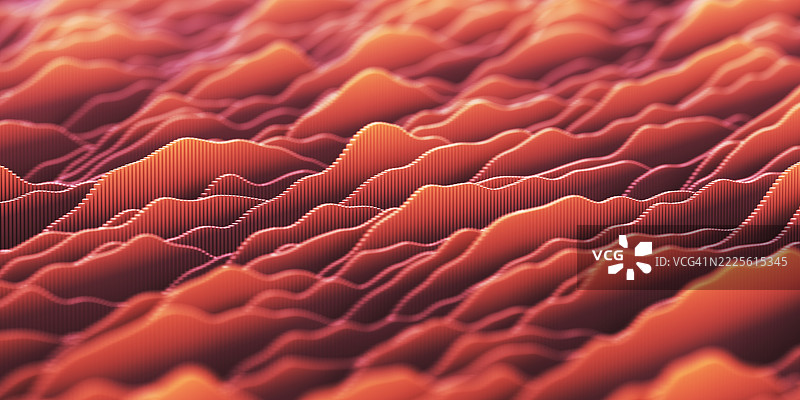 抽象的多彩波浪数字景观图片素材