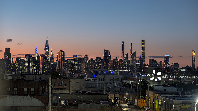 黄昏时分的纽约全景图片素材