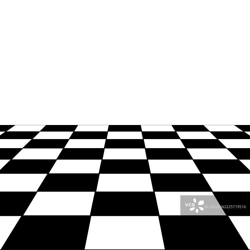 棋盘格地板与背景。渐渐消失的棋盘纹理。图片素材