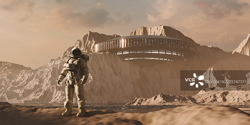 宇航员征服遥远的星球图片素材