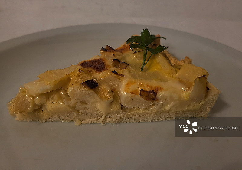 棕榈心和马苏里拉奶酪派图片素材