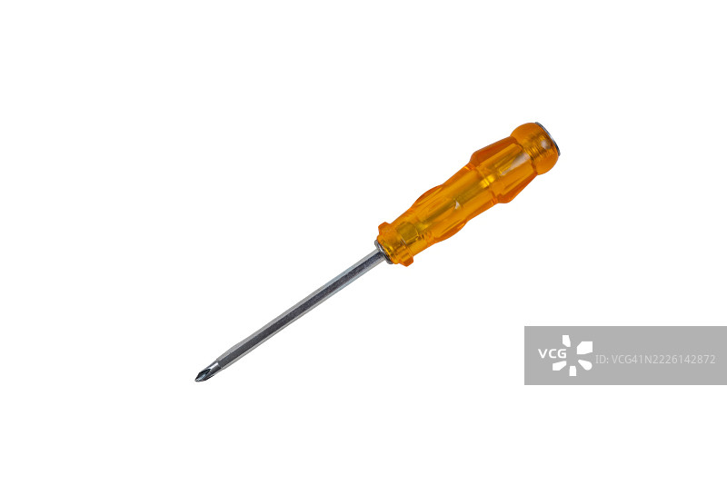 一把带银色尖头的黄色螺丝刀图片素材