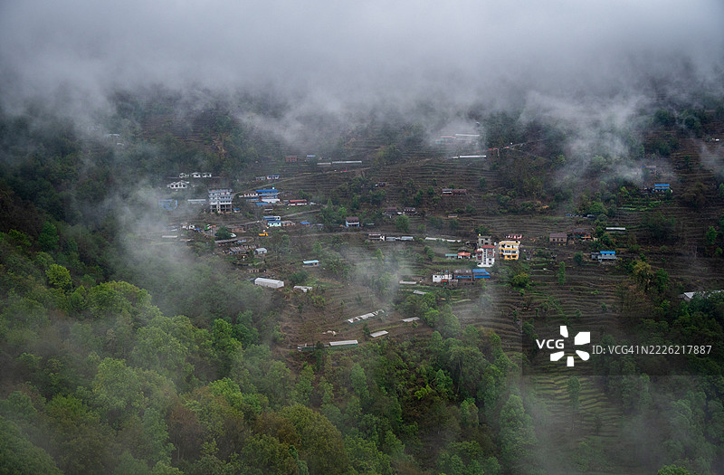 尼泊尔巴格马蒂省村庄的尼泊尔人民风景。图片素材