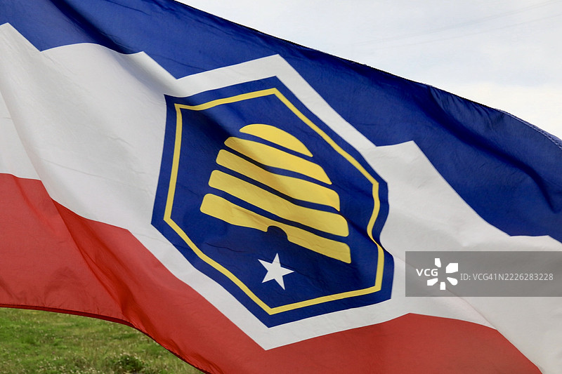 犹他州州旗特写户外视角图片素材