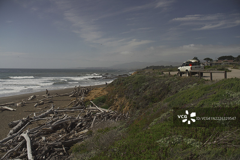海洋与天空的美丽景色，圣路易斯奥比斯波县，加布里亚，加利福尼亚州，美国图片素材