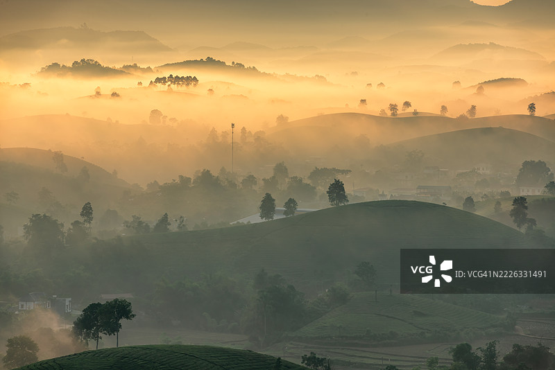 越南富寿省龙 Coc 茶山的日出图片素材