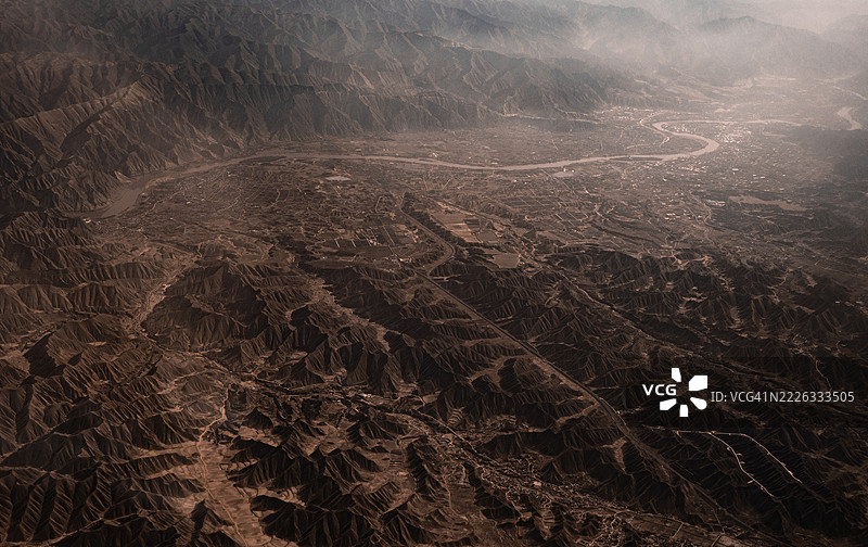 兰州，甘肃，中国的景观鸟瞰图图片素材