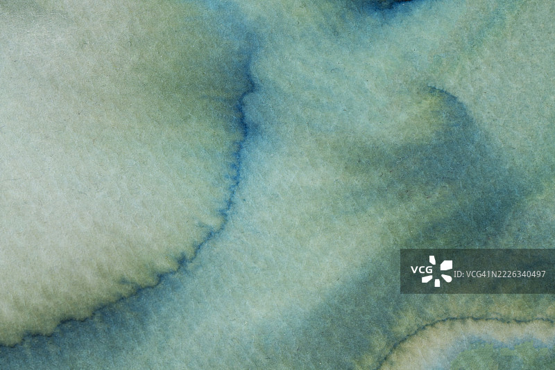 水彩抽象艺术，柔和的蓝绿色渐变，唤起情感图片素材