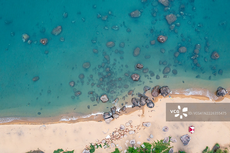 美溪海滩的鸟瞰图 - 《福布斯》杂志评选的世界六大美丽海滩之一，越南岘港图片素材