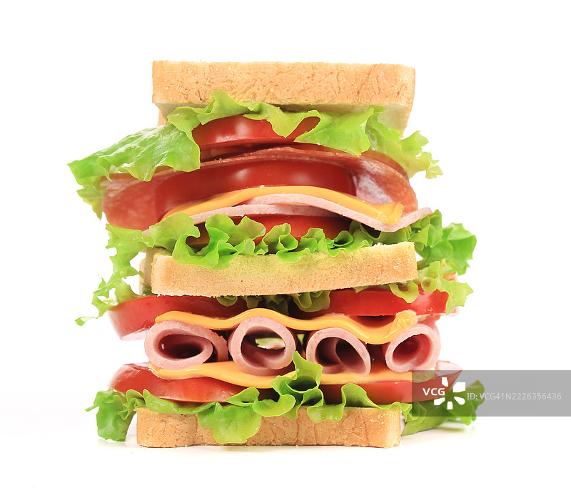 白色背景下的三明治特写，摩尔多瓦图片素材