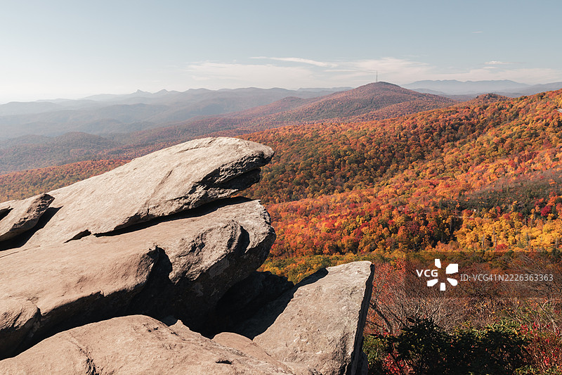 秋季阿什维尔，北卡罗来纳州，美国的天空与山脉美景图片素材
