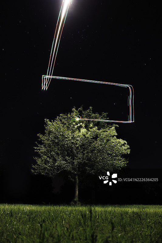 夜空下，奥滕斯海姆，奥地利，树木的低角度视图图片素材