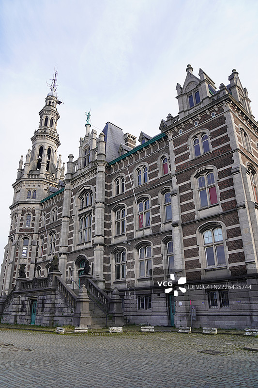 安特卫普，比利时，历史悠久的引航大楼特写图片素材