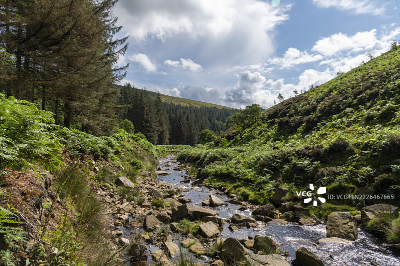 德比郡峰区阿肖普克劳的沼泽溪流图片素材