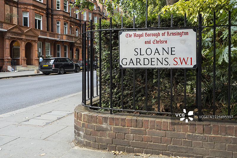 斯洛恩花园街道标志图片素材