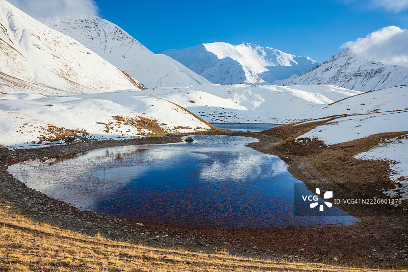 帕米尔山脉的特兰斯阿莱山脉，位于吉尔吉斯斯坦与塔吉克斯坦边界上图片素材