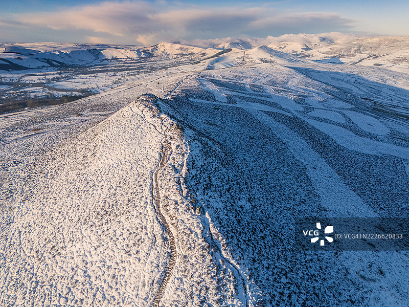 冬季的温山，德比郡峰区，英国。图片素材